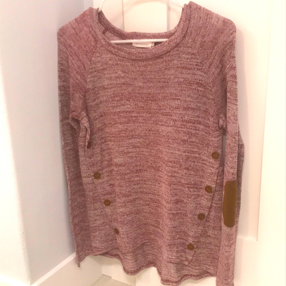 Blu Pepper, maroon blouse with button detail and elbow patch!